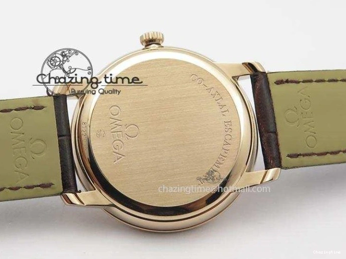 0207 Popular De Ville MK 1:1 Best Edition RG White Dial On Black Leather Asian Seagull T1701 (Sec@6) 8237